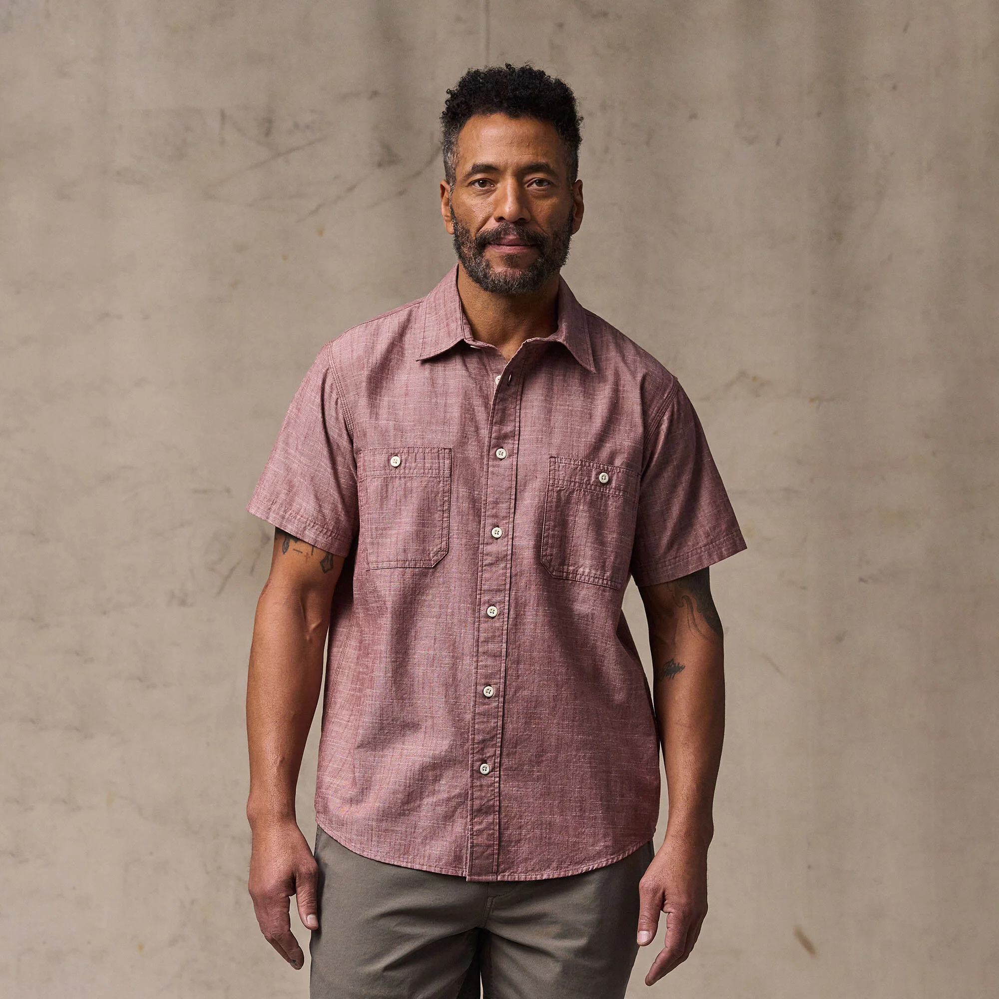 SHORT SLEEVE CHAMBRAY SHIRT - Image 6
